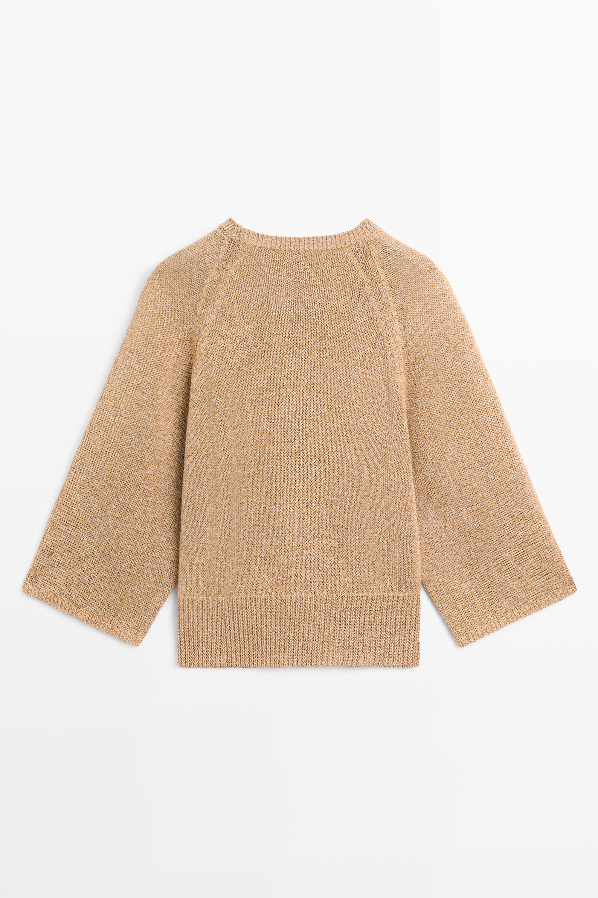 Cotton blend heathered knit sweater